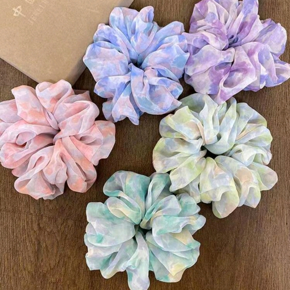 Large Watercolor Tie Dye Scrunchie 5 pack